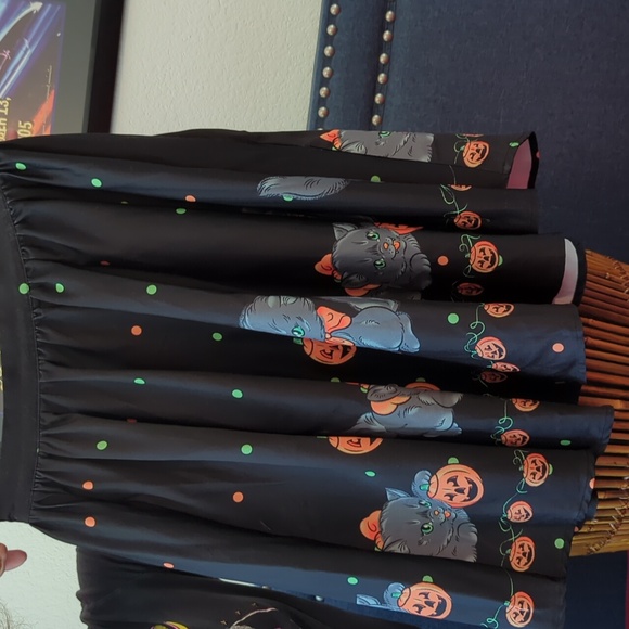 Sourpuss Vintage Halloween Skirt jack-o'-lantern Kitten - Picture 2 of 2